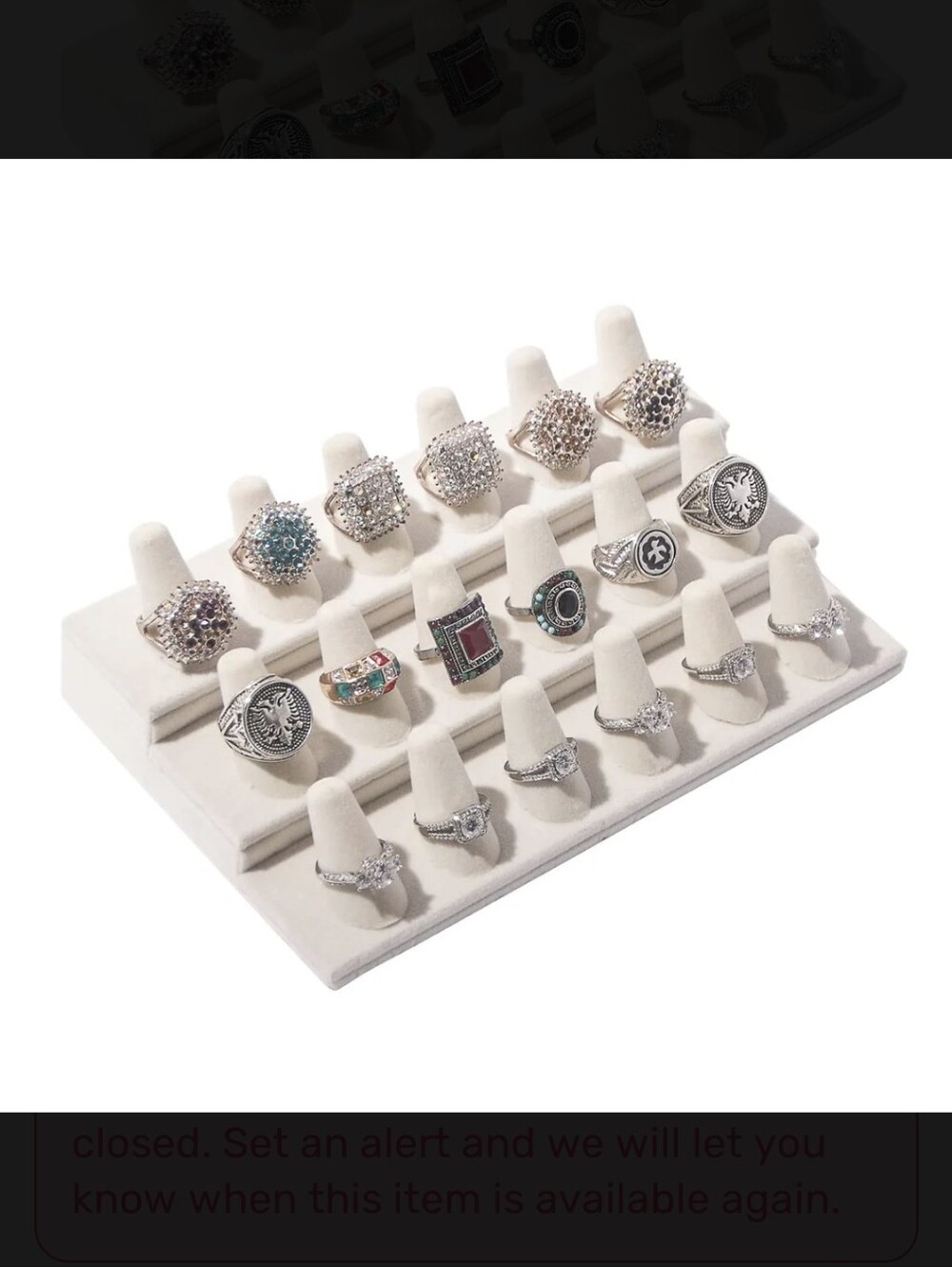 ByKen Ring Holder Organizer Display Stand (White Velvet)